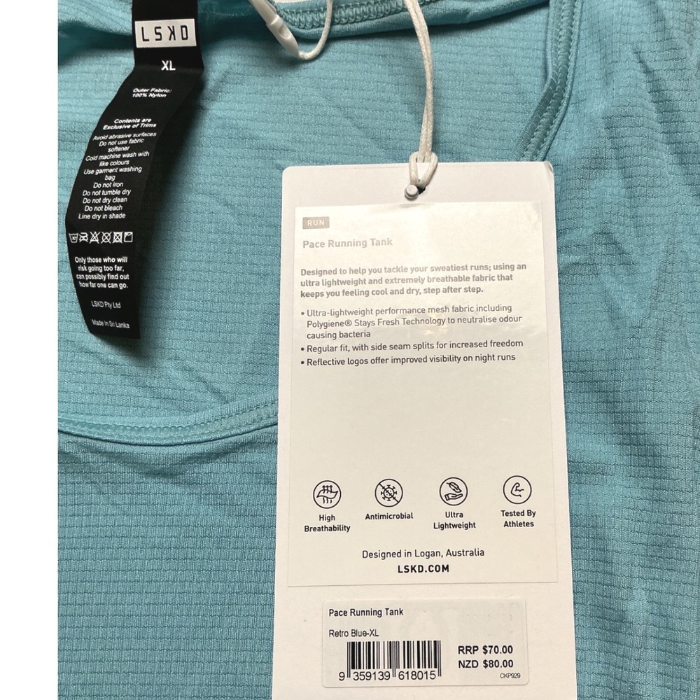 LSKD Pace Running Tank Mens XL Retro Blue New With Tags - Picture 7 of 9